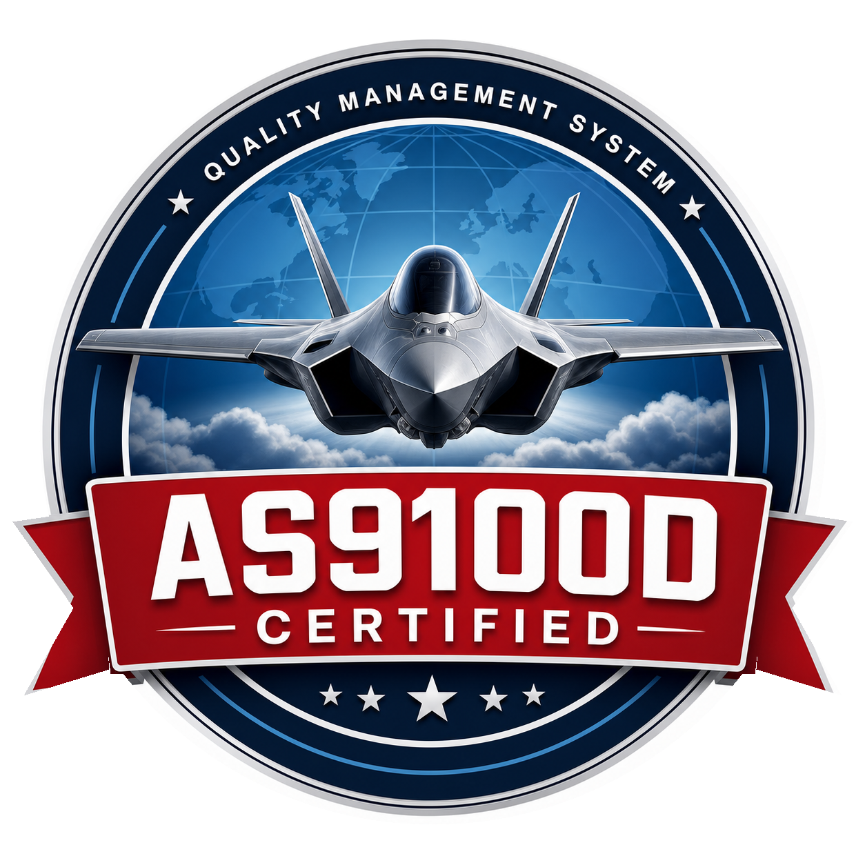 AS9100D certified aerospace quality badge