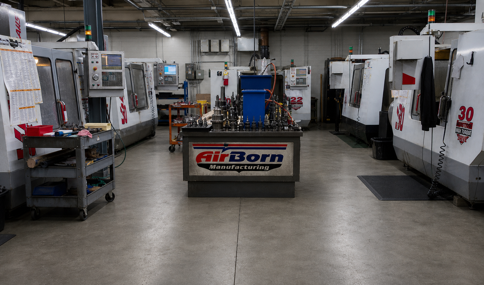 AirBorn Manufacturing CNC machining equipment for production metal parts.